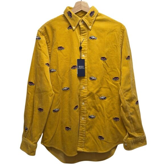 Ralph Lauren x Palace NEW Men's Size M Button Down Yellow Corduroy GTI Car Shirt